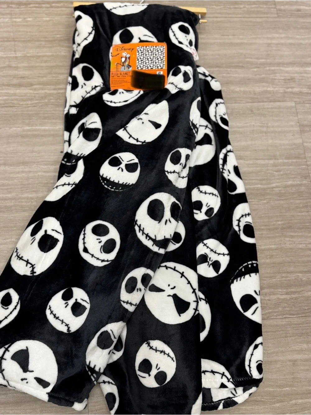 Disney Black and White Jack Skellington Plush Throw Blanket